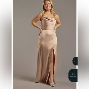 Satin Cowl Neck Slip Dress in orange